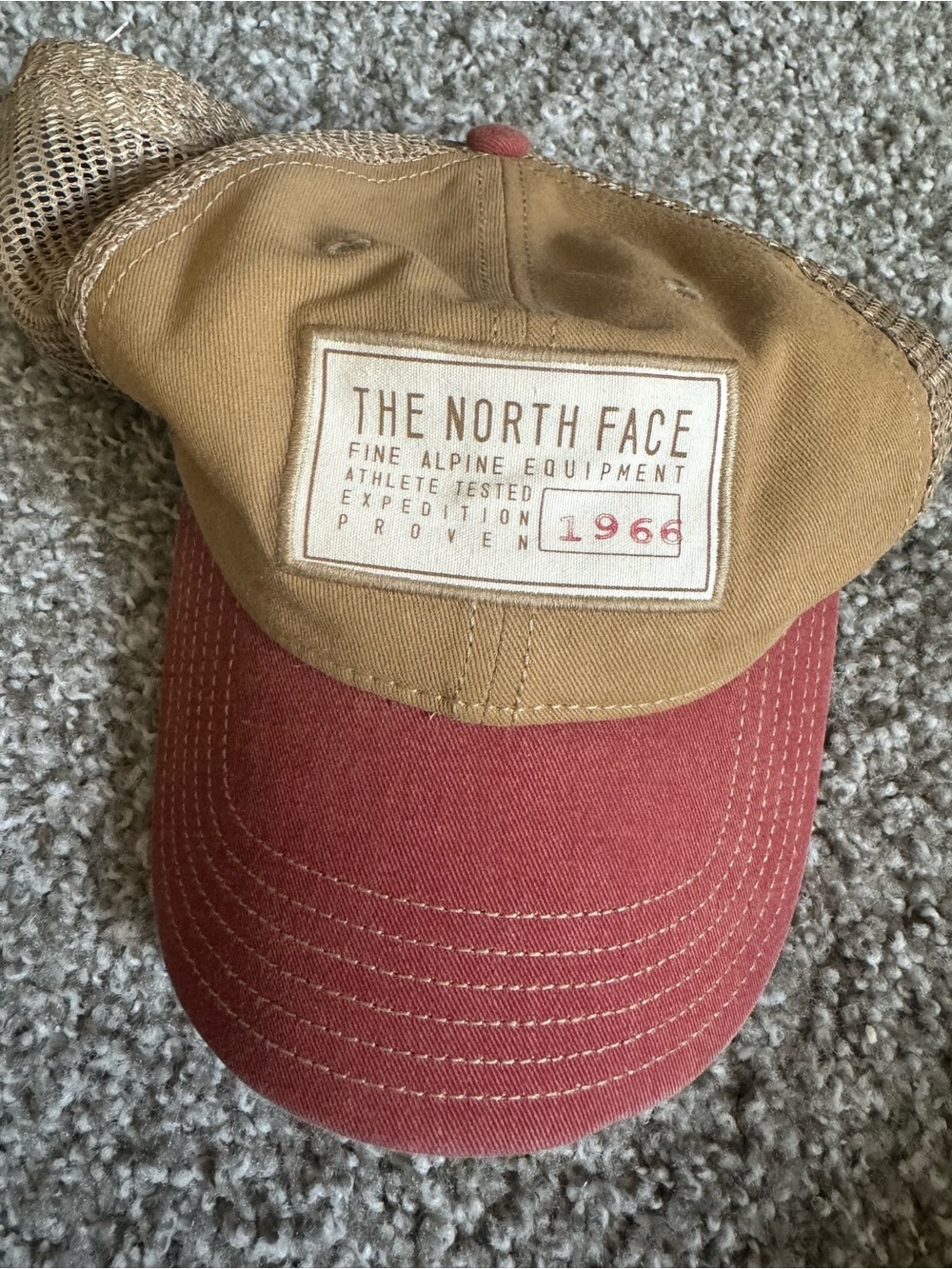 The North Face Women's Two-Tone Tan and Rust Trucker Hat